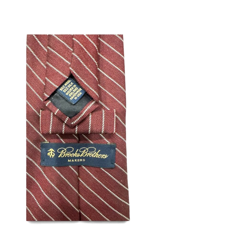 Brooks Brothers Makers burgundy stripe — 50/50 wool-silk
